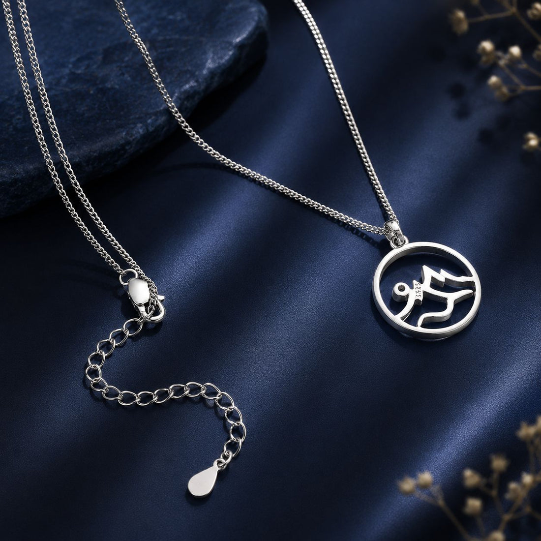925 Sterling Silver Necklace with Pavé Setting CZ 21*16mm Pendant  DestGlow