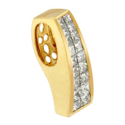 14K Yellow Gold 1 1/2 cttw Princess Cut Diamond Greek Column Pendant Necklace (G-H, VS1-VS2) by Bids.com