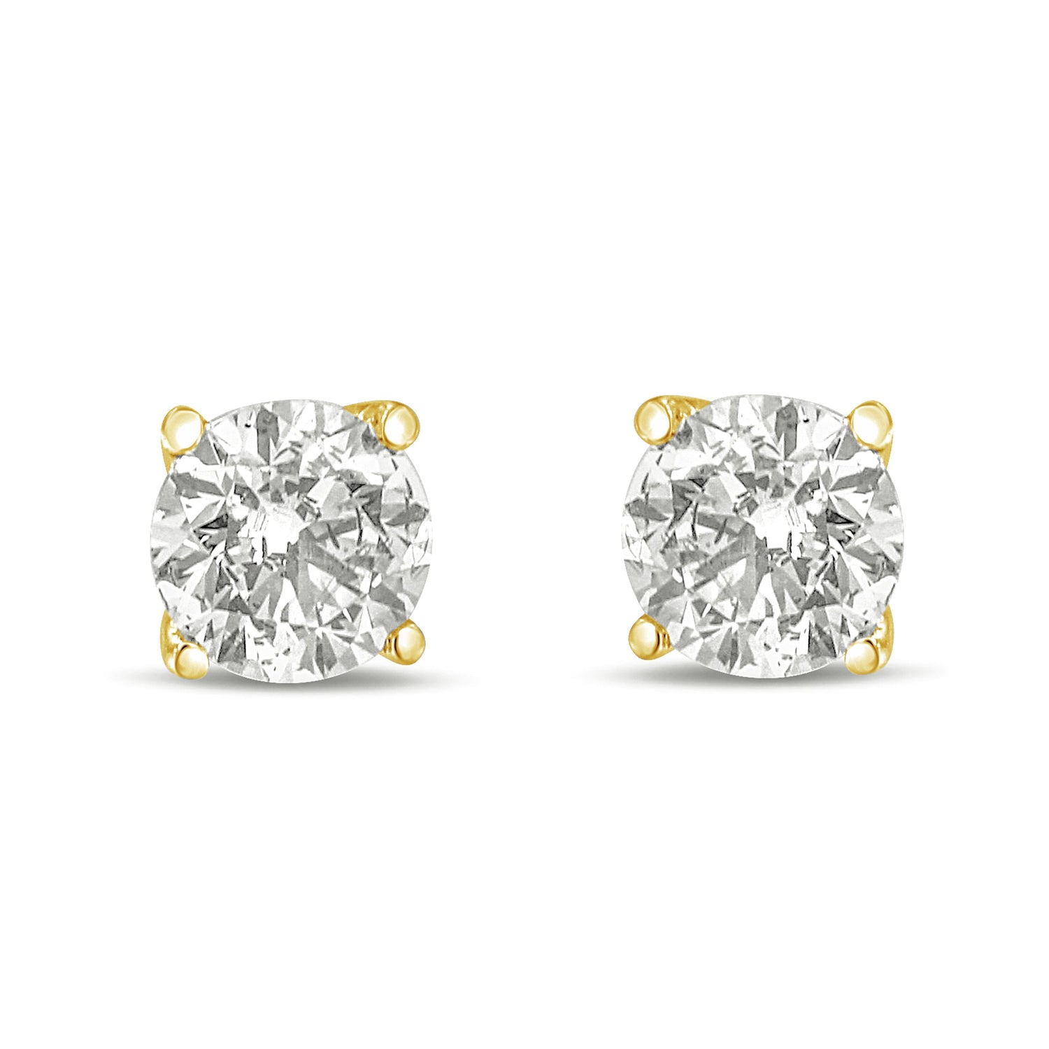 14K Yellow Gold 1.0 Cttw Lab Grown Diamond Solitaire Stud Earrings  DestGlow