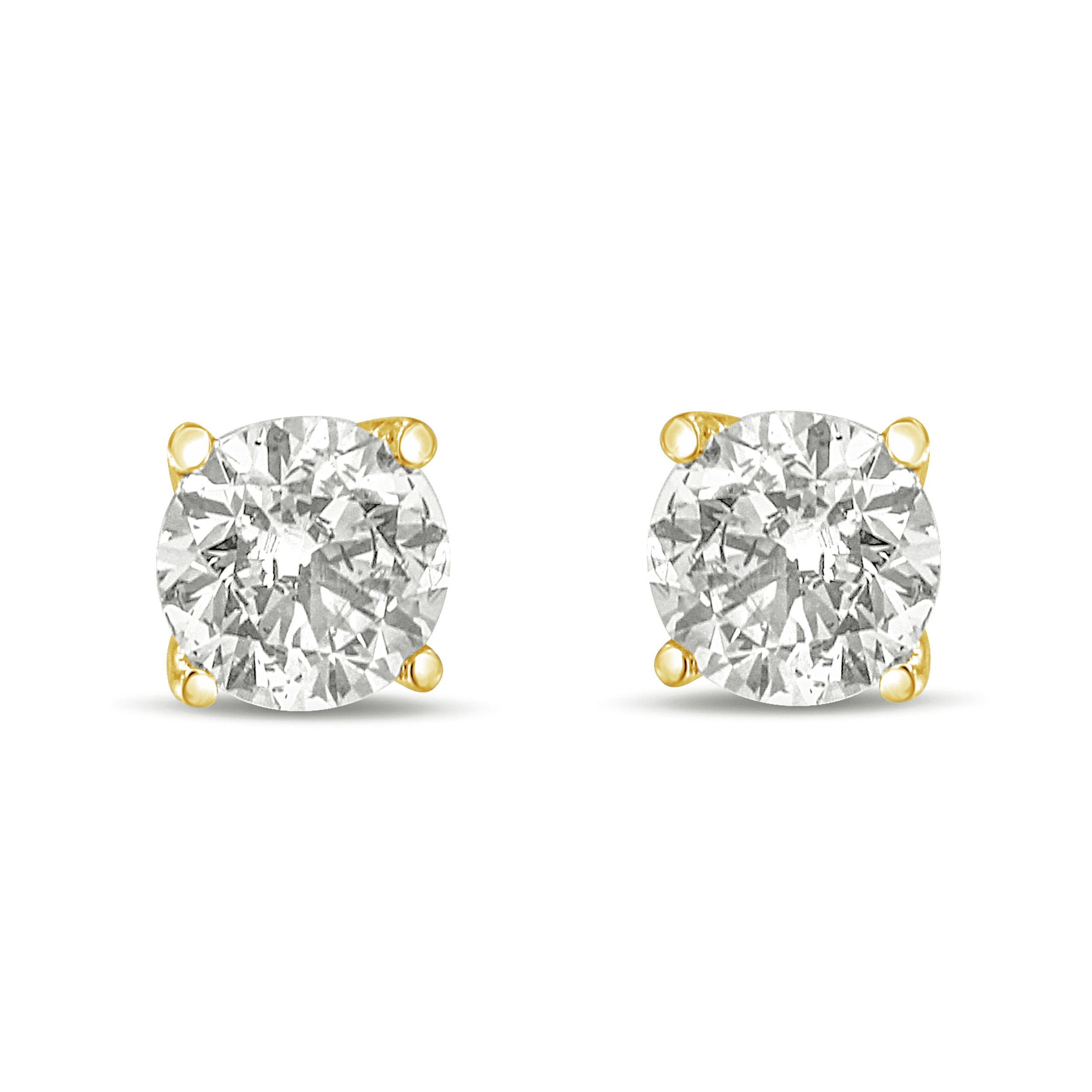 14K Yellow Gold 1.0 Cttw Lab Grown Diamond Solitaire Stud Earrings  DestGlow