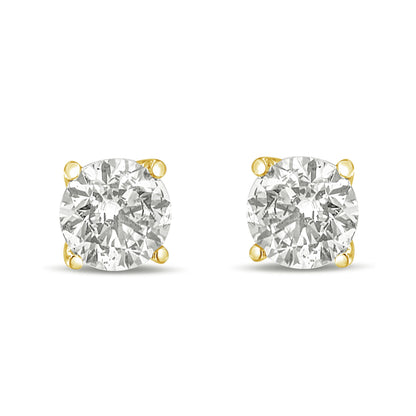 14K Yellow Gold 1.0 Cttw Lab Grown Diamond Solitaire Stud Earrings  DestGlow
