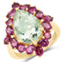 14K Yellow Gold Plated 7.21 Carat Genuine Green Amethyst and Rhodolite .925 Sterling Silver Ring by Bids.com