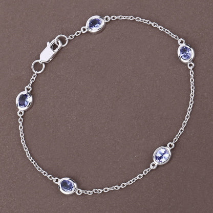 1.65 Carat Genuine Tanzanite .925 Sterling Silver Bracelet by Bids.com
