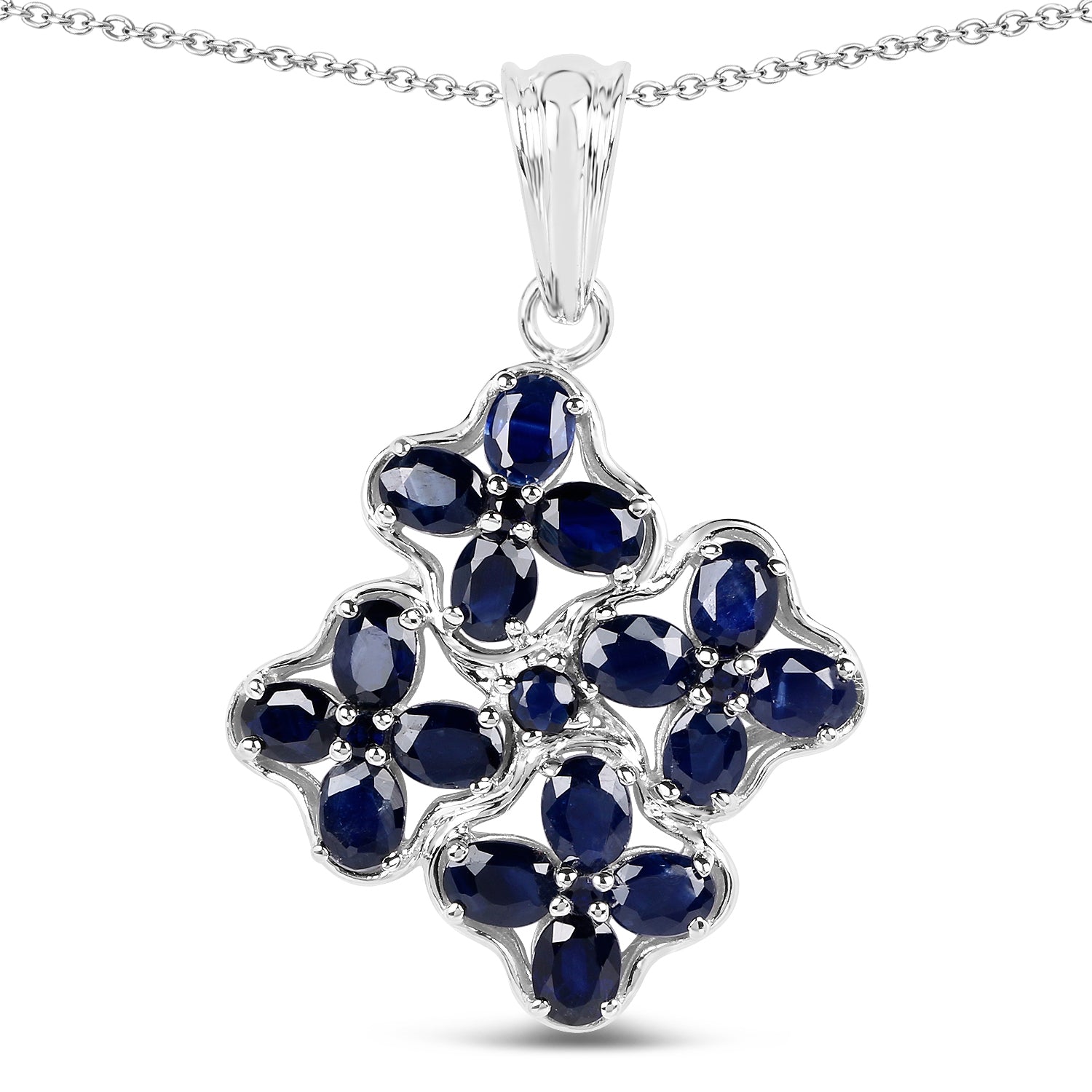 3.68 Carat Genuine Blue Sapphire .925 Sterling Silver Pendant by Bids.com