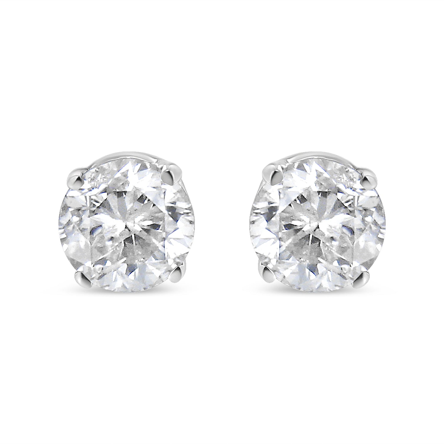 14K White Gold 1.0 Cttw 4-Prong Set Brilliant Round-Cut Solitaire Lab Grown Diamond Push Back Stud Earrings (E-F Color, VVS2-VS1 Clarity) by Bids.com