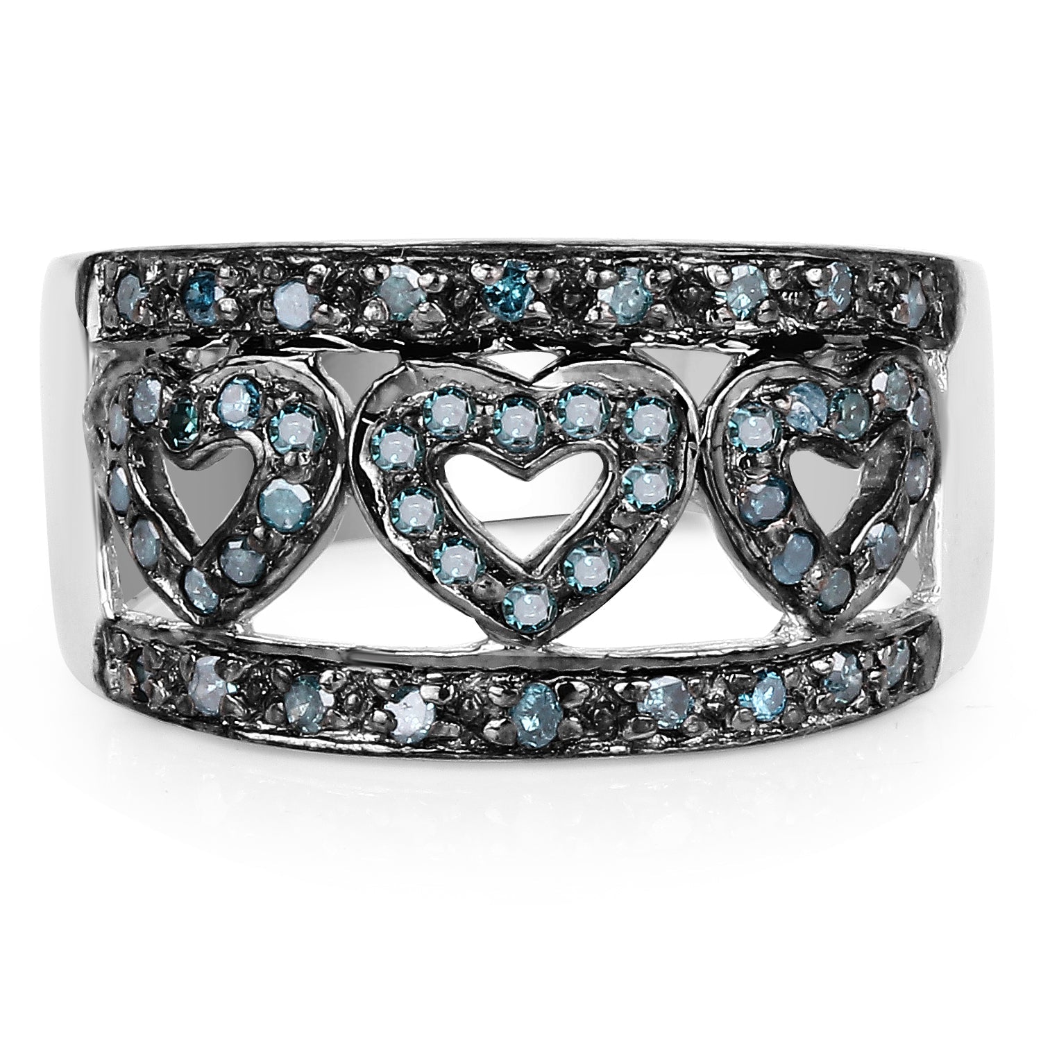 0.32 Carat Genuine Blue Diamond .925 Sterling Silver Ring by Bids.com