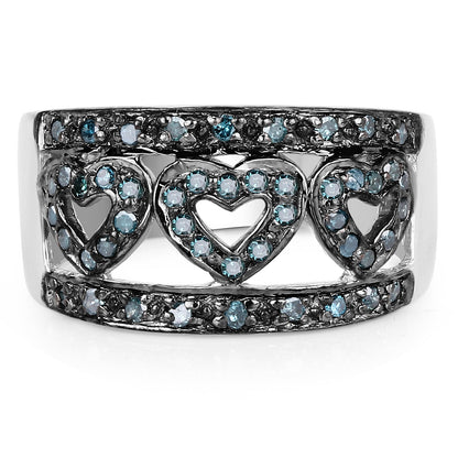 0.32 Carat Genuine Blue Diamond .925 Sterling Silver Ring by Bids.com