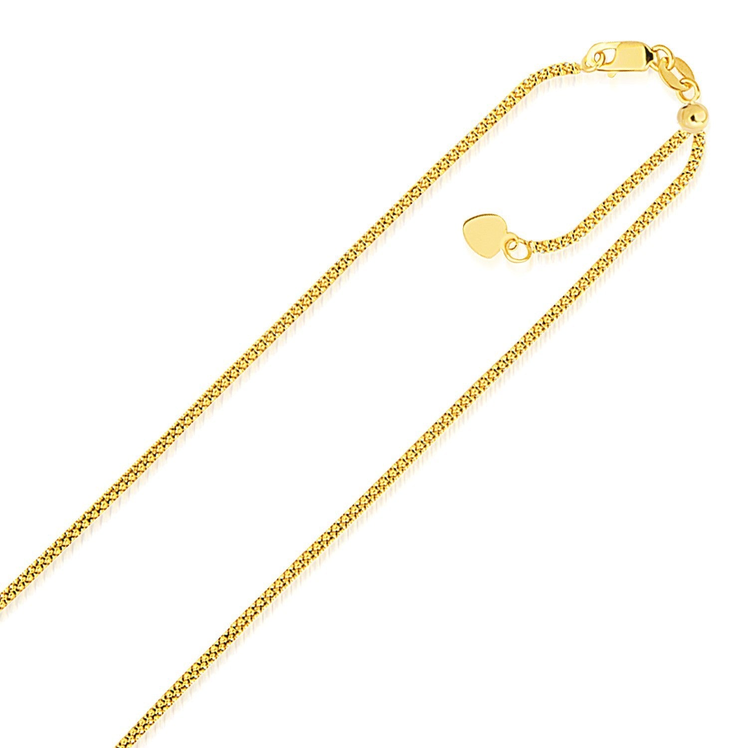 14k Yellow Gold Adjustable Popcorn Chain 1.3mm by Bids.com