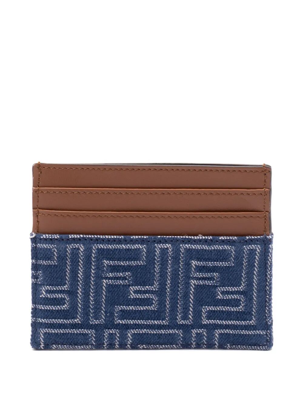 Fendi Men Leather And Denim-Effect Ff Jacquard Card Holder by Luosophy
