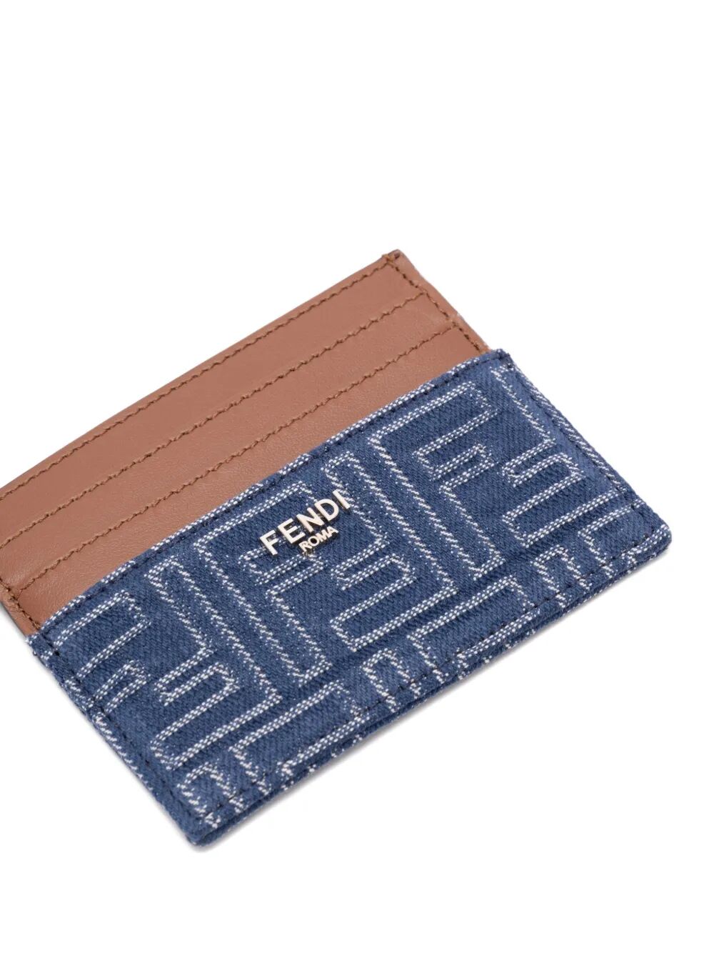 Fendi Men Leather And Denim-Effect Ff Jacquard Card Holder by Luosophy