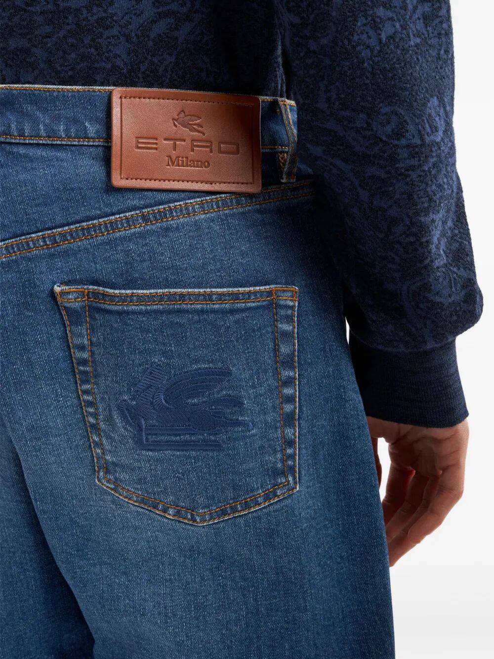 Etro Men Straight-Leg Jeans With Pegaso by Luosophy