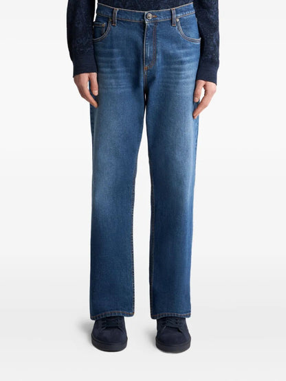 Etro Men Straight-Leg Jeans With Pegaso by Luosophy