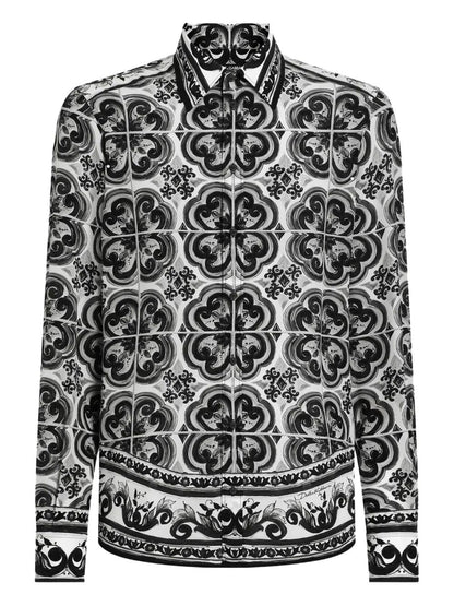 Dolce &amp; Gabbana Men Majolica-Print Silk Shirt by Luosophy