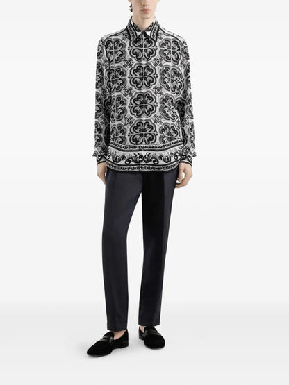 Dolce &amp; Gabbana Men Majolica-Print Silk Shirt by Luosophy