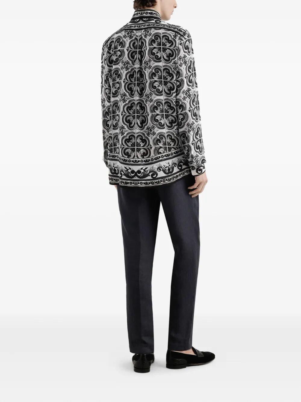 Dolce &amp; Gabbana Men Majolica-Print Silk Shirt by Luosophy