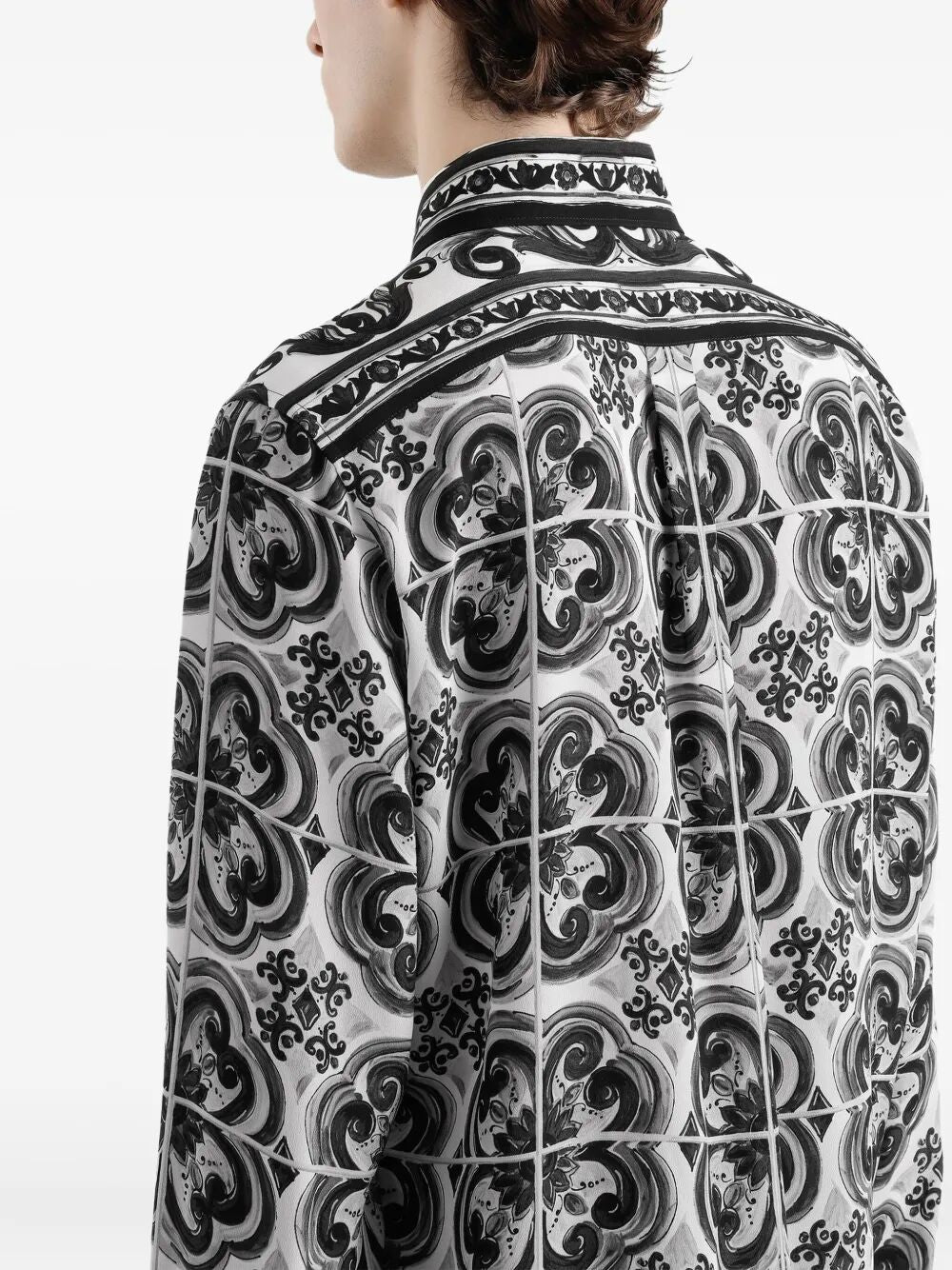 Dolce &amp; Gabbana Men Majolica-Print Silk Shirt by Luosophy