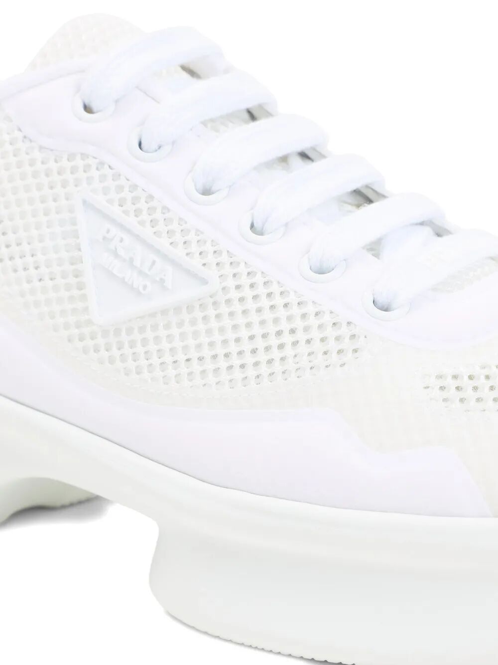 Prada Women Mesh And Re-Nylon Sneakers by Luosophy