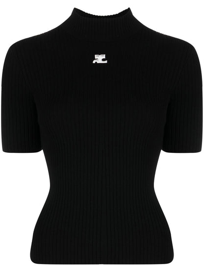 Courreges Women Reedition Short Sleeves Ribbed Knitted Sweater by Luosophy