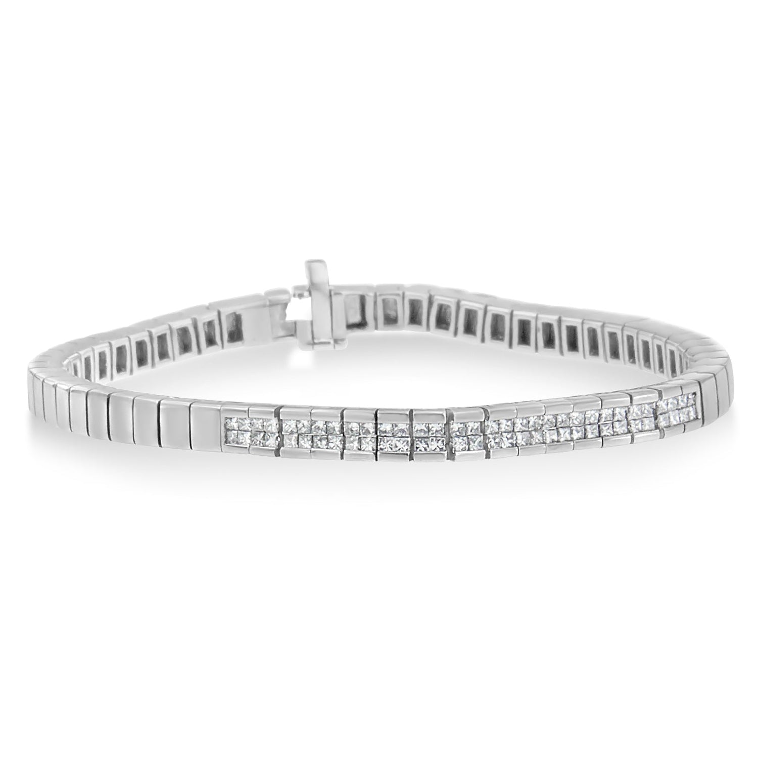 14K White Gold Princess Cut Diamond Bracelet (1.00 cttw, H-I Color, SI1-SI2 Clarity) by Bids.com