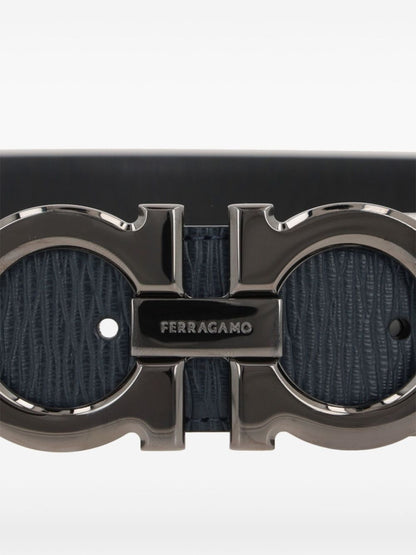 Ferragamo Men Semi-Matt Grained Leather Reversible Gancini Belt by Luosophy