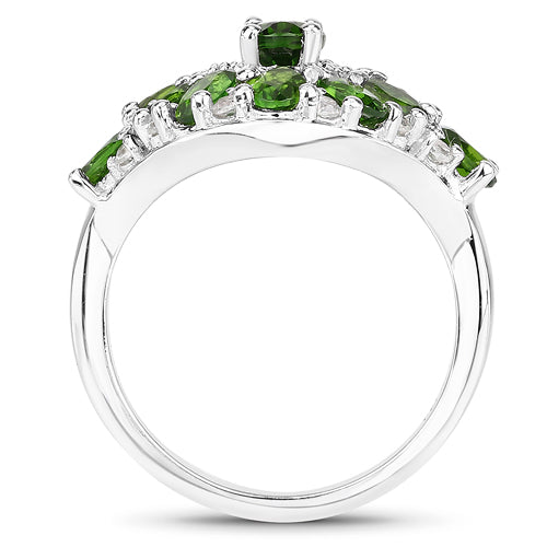 2.77 Carat Genuine Chrome Diopside and White Zircon .925 Sterling Silver Ring by Bids.com
