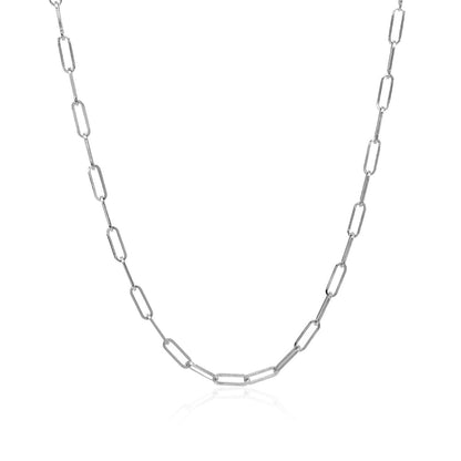 14K White Gold Delicate Paperclip Chain (2.1mm) by Bids.com
