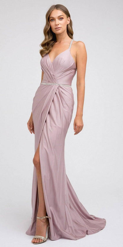 Juliet 233 Long Dress with Strappy-Back and Train by DiscountDressShop
