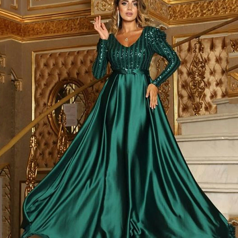 Spring Summer Women Clothing V Neck Swing Dress Sexy Dress Trailing Cocktail Evening Dress by Ragazza