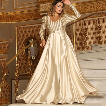 Spring Summer Women Clothing V Neck Swing Dress Sexy Dress Trailing Cocktail Evening Dress by Ragazza
