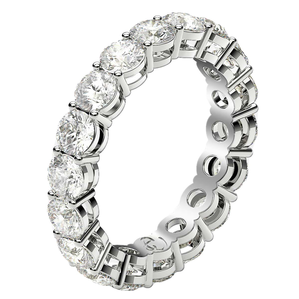 Round Cut Lab Grown Diamond Eternity Ring in 14k White Gold (2 cttw FG/VS2)  DestGlow