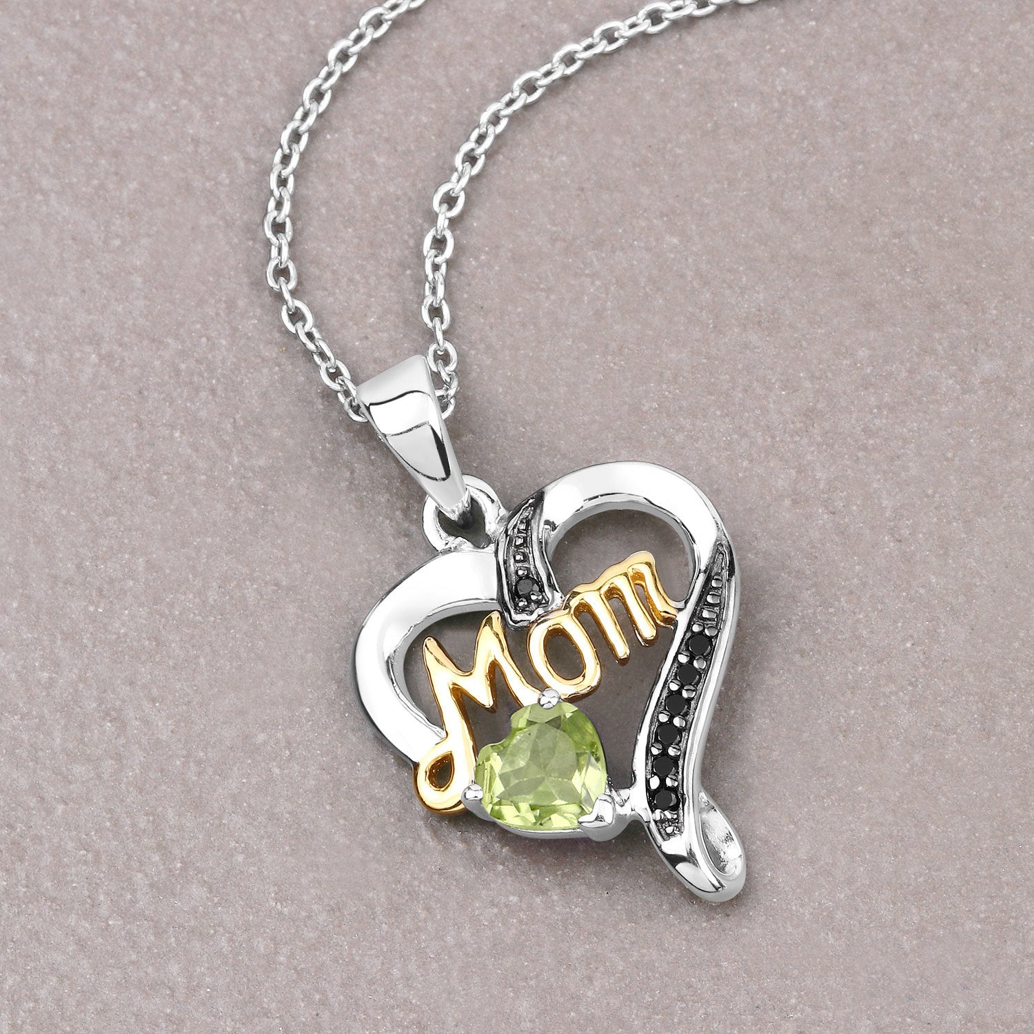 0.49 Carat Genuine Peridot and Black Spinel .925 Sterling Silver Pendant by Bids.com