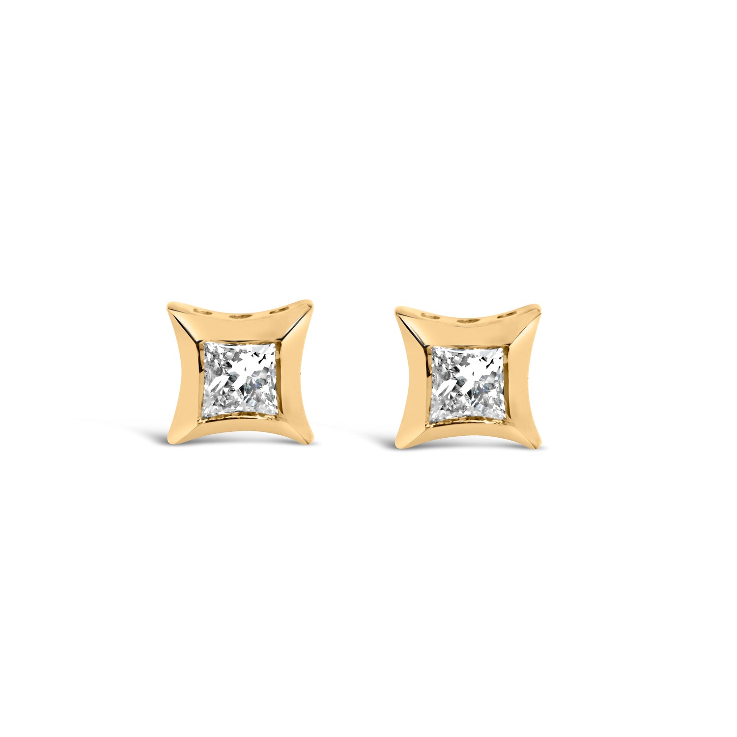 10K White Gold 1/5 Cttw Invisible Set Princess-Cut Diamond Stud Earrings (H-I Color, SI2-I1 Clarity) by Bids.com