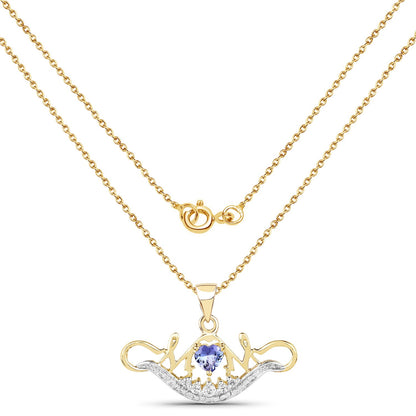 14K Yellow Gold Plated 0.62 Carat Genuine Tanzanite and White Topaz .925 Sterling Silver Pendant by Bids.com