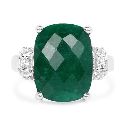 8.50 Carat Dyed Emerald and White Topaz .925 Sterling Silver Ring by Bids.com