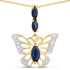 0.92 Carat Genuine Blue Sapphire and White Zircon .925 Sterling Silver Pendant by Bids.com