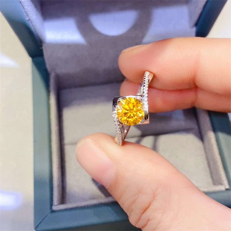 1 Carat Yellow Brilliant Round Cut Sparkala™ Pure Sterling Silver Ring - DestGlow