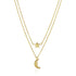 14k Yellow Gold Double-Strand Chain Necklace with Puff Moon and Star by Bids.com