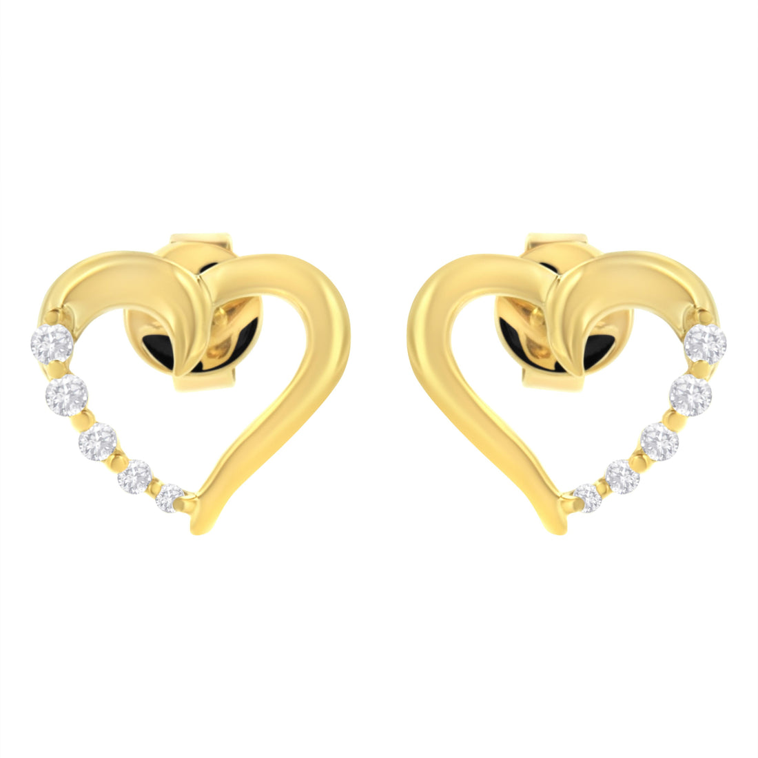 14K Yellow Gold 1/8 Cttw Diamond Journey Heart Hoop Earrings (K-L Color, I1-I2 Clarity) by Bids.com