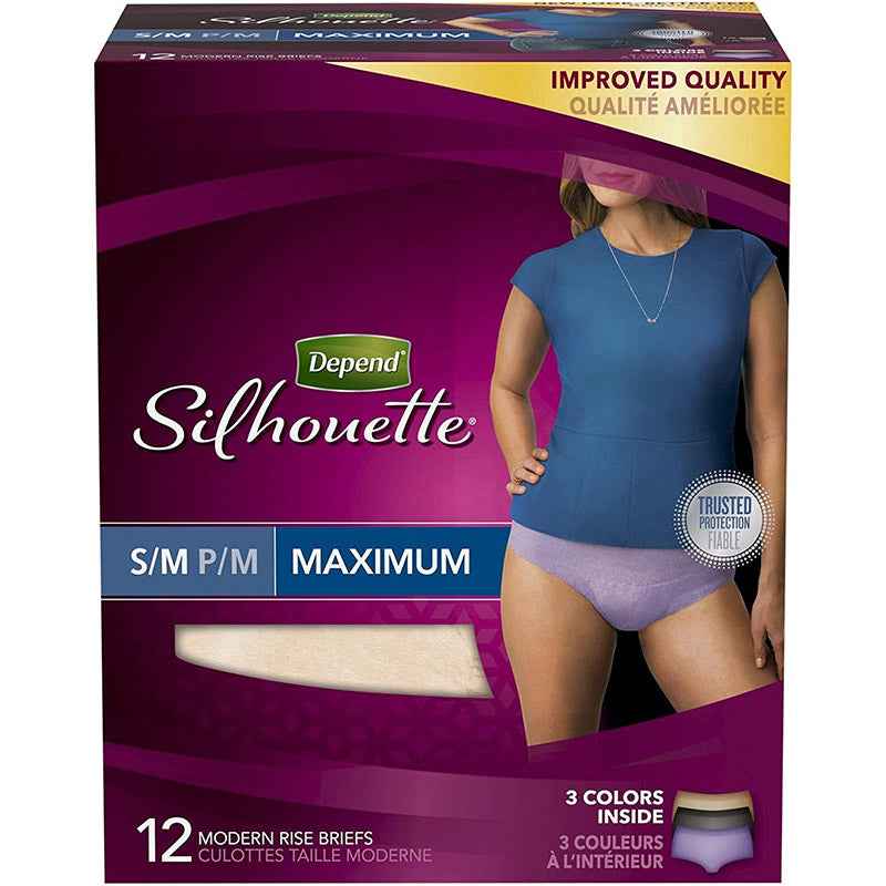 Depend Silhouette For Women Briefs Maximum Absorbency S/M