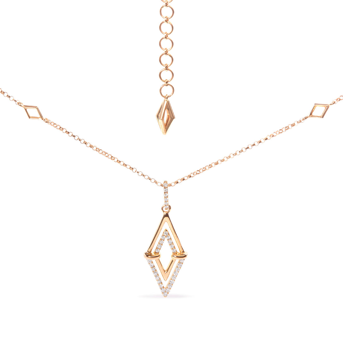 14K Yellow Gold 1/4 Cttw Diamond Double Triangle Geometric 18" Pendant Necklace (G-H Color, SI1-SI2 Clarity) by Bids.com