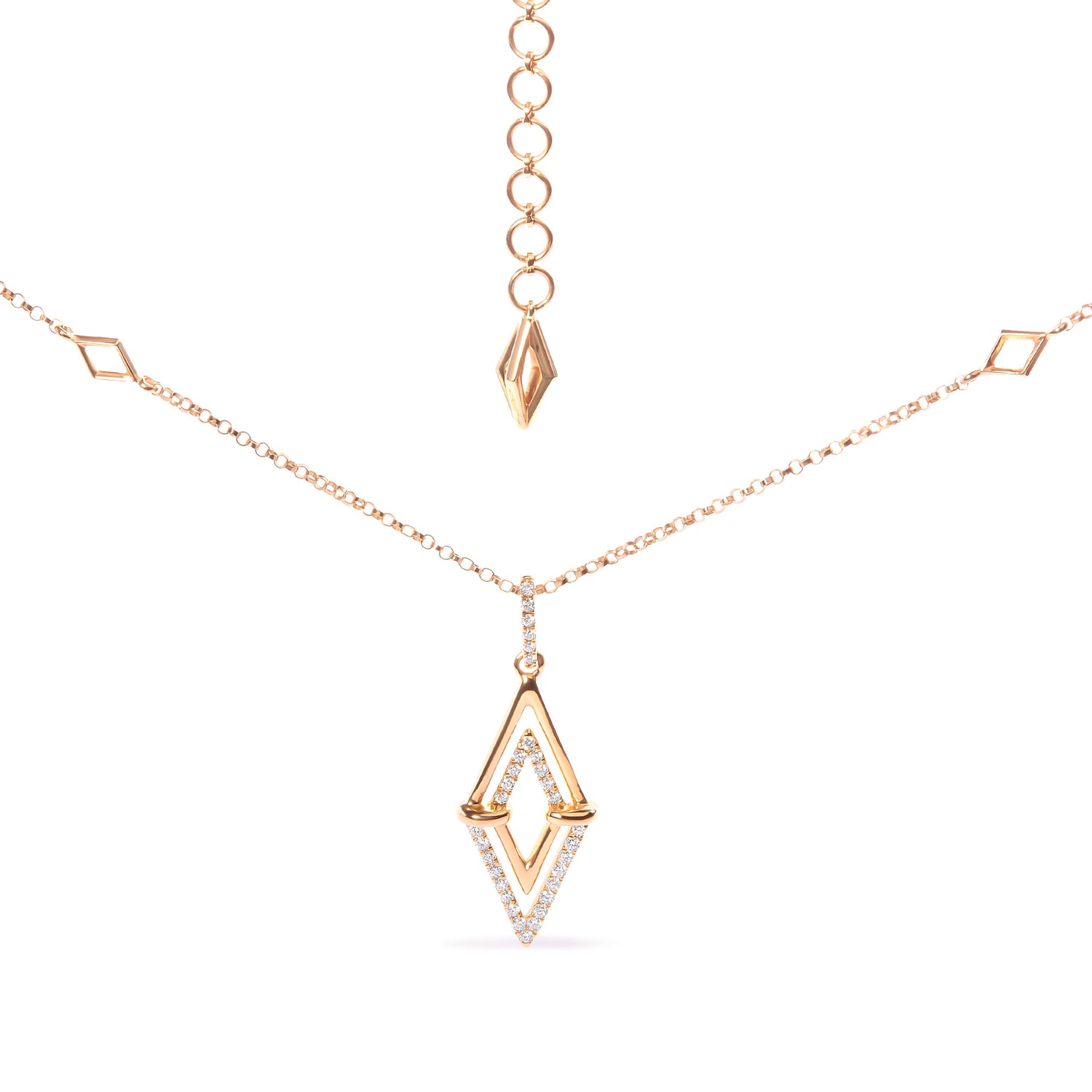 14K Yellow Gold 1/4 Cttw Diamond Double Triangle Geometric 18" Pendant Necklace (G-H Color, SI1-SI2 Clarity) by Bids.com