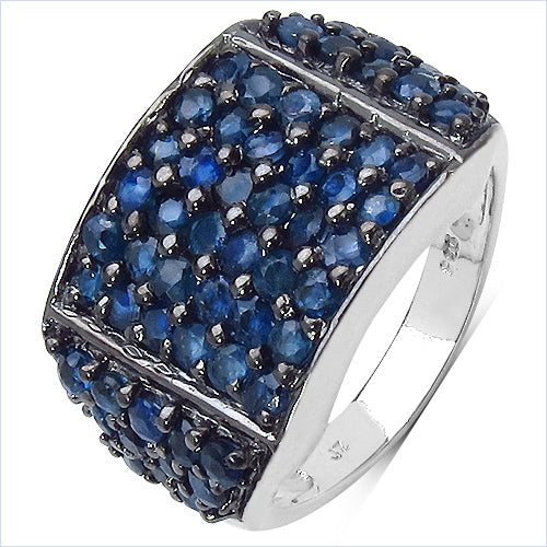 2.86 Carat Genuine Blue Sapphire .925 Sterling Silver Ring by Bids.com