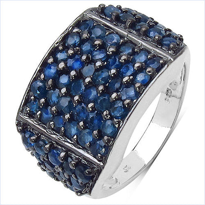 2.86 Carat Genuine Blue Sapphire .925 Sterling Silver Ring by Bids.com
