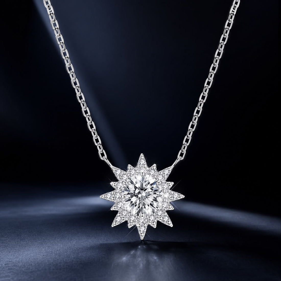 925 Sterling Silver 0.5 Carat Moissanite Necklace in White Gold Plating for Women  DestGlow