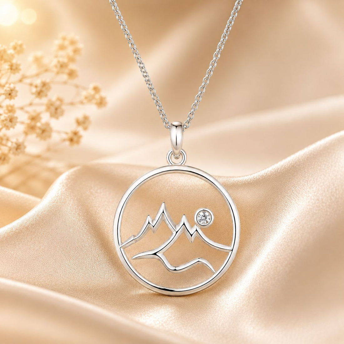 925 Sterling Silver Necklace with Pavé Setting CZ 21*16mm Pendant  DestGlow