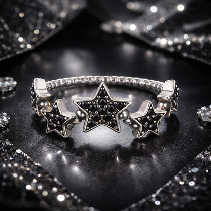 925 Sterling Silver Oxidized Rings with Pavé Setting CZ, Size 6.0 for Women  DestGlow