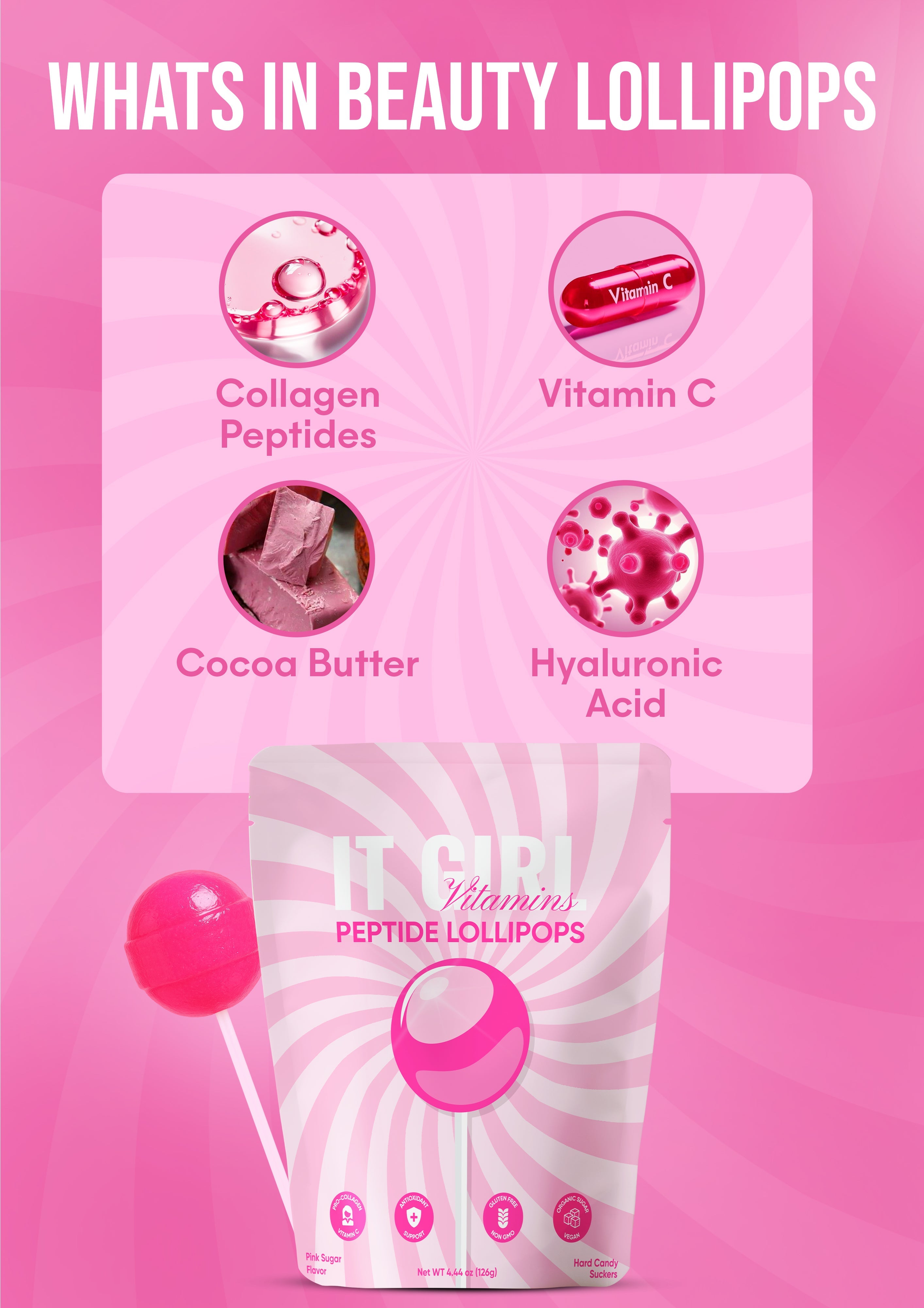 It Girl Beauty Lollipops - Collagen Peptides &amp; Vitamin C Healthy Candy for Skin, Hair, Nails by It Girl Vitamins