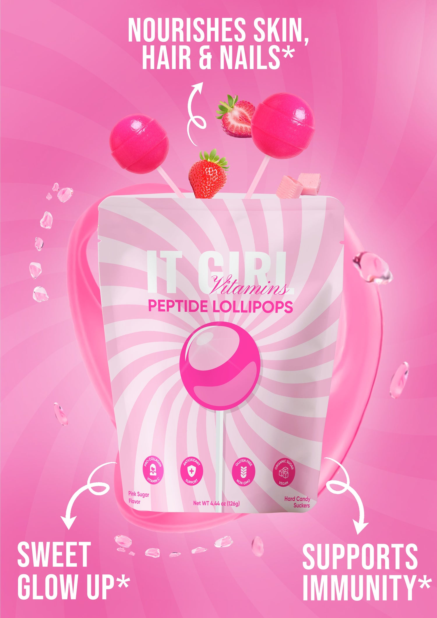 It Girl Beauty Lollipops - Collagen Peptides &amp; Vitamin C Healthy Candy for Skin, Hair, Nails by It Girl Vitamins