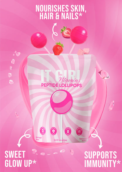 It Girl Beauty Lollipops - Collagen Peptides &amp; Vitamin C Healthy Candy for Skin, Hair, Nails by It Girl Vitamins