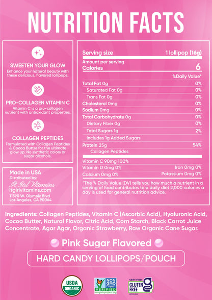It Girl Beauty Lollipops - Collagen Peptides &amp; Vitamin C Healthy Candy for Skin, Hair, Nails by It Girl Vitamins